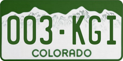 CO license plate 003KGI
