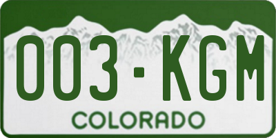 CO license plate 003KGM