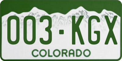 CO license plate 003KGX