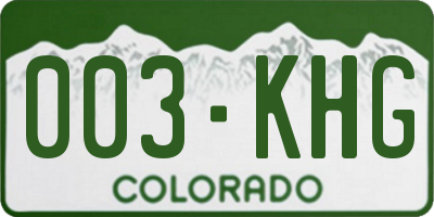 CO license plate 003KHG