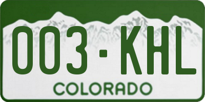 CO license plate 003KHL