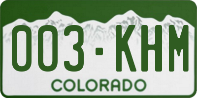 CO license plate 003KHM