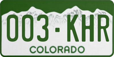 CO license plate 003KHR