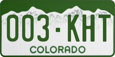 CO license plate 003KHT