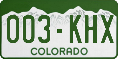 CO license plate 003KHX