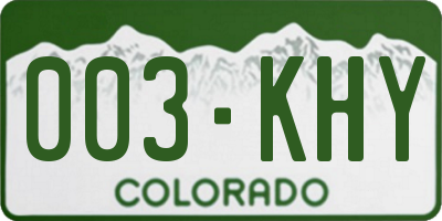 CO license plate 003KHY