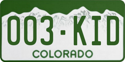 CO license plate 003KID