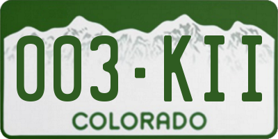 CO license plate 003KII