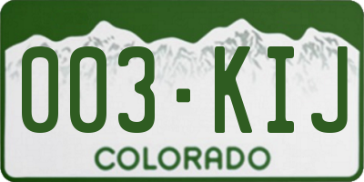 CO license plate 003KIJ