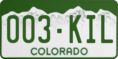 CO license plate 003KIL