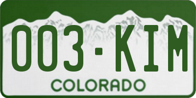 CO license plate 003KIM