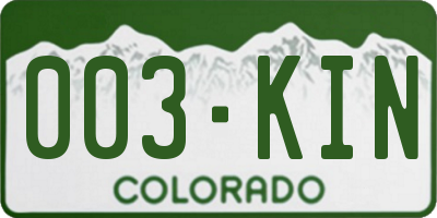 CO license plate 003KIN