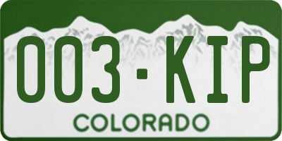 CO license plate 003KIP