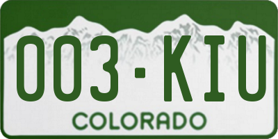CO license plate 003KIU