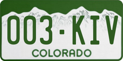 CO license plate 003KIV