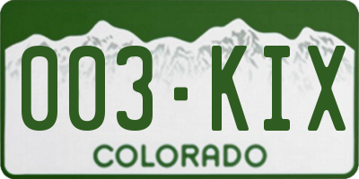 CO license plate 003KIX