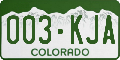 CO license plate 003KJA