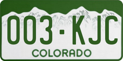 CO license plate 003KJC