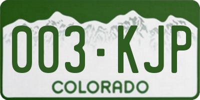 CO license plate 003KJP