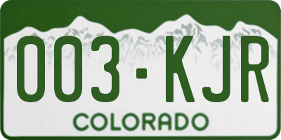 CO license plate 003KJR
