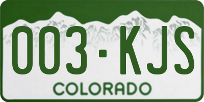 CO license plate 003KJS
