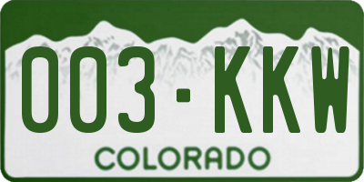CO license plate 003KKW