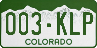 CO license plate 003KLP