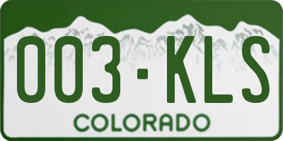 CO license plate 003KLS