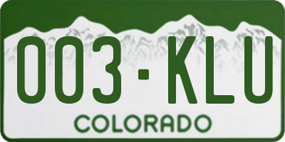CO license plate 003KLU