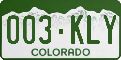 CO license plate 003KLY