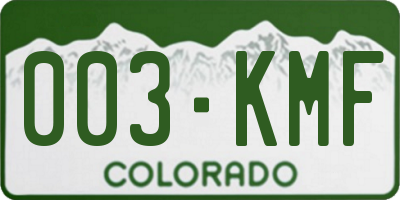 CO license plate 003KMF