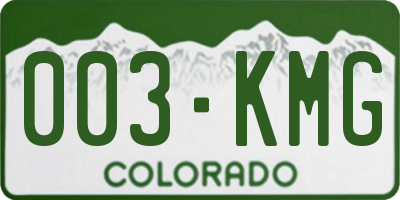 CO license plate 003KMG