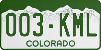 CO license plate 003KML