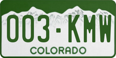 CO license plate 003KMW