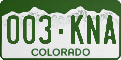 CO license plate 003KNA