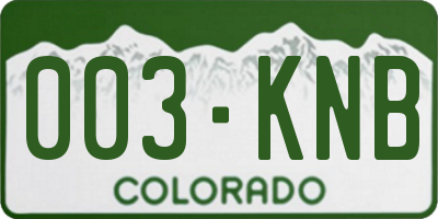 CO license plate 003KNB