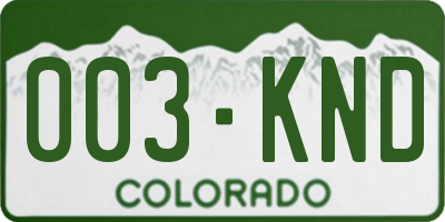 CO license plate 003KND