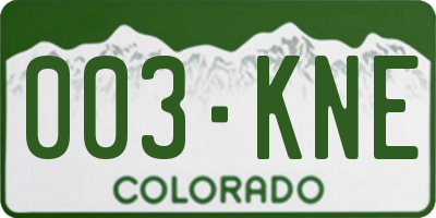 CO license plate 003KNE