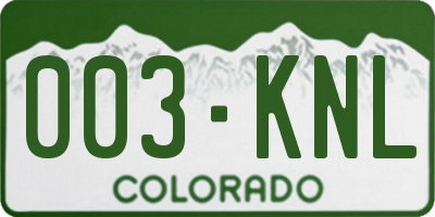 CO license plate 003KNL