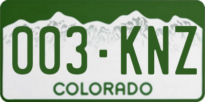 CO license plate 003KNZ