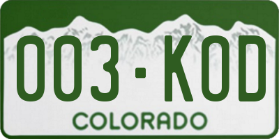 CO license plate 003KOD