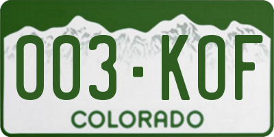 CO license plate 003KOF