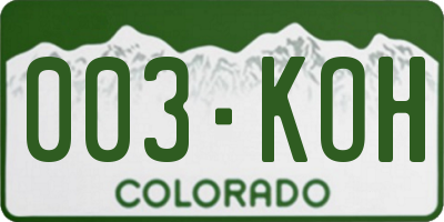 CO license plate 003KOH
