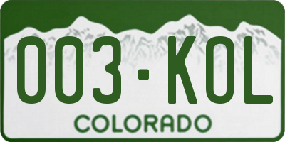 CO license plate 003KOL
