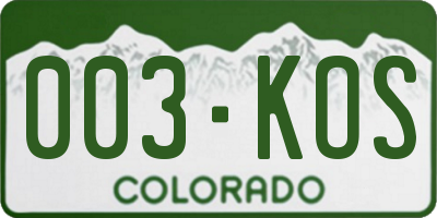 CO license plate 003KOS