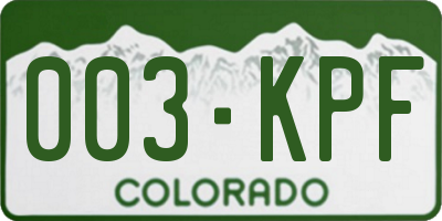 CO license plate 003KPF
