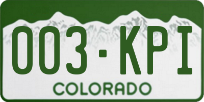 CO license plate 003KPI