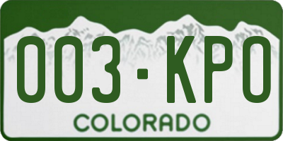 CO license plate 003KPO