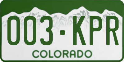 CO license plate 003KPR