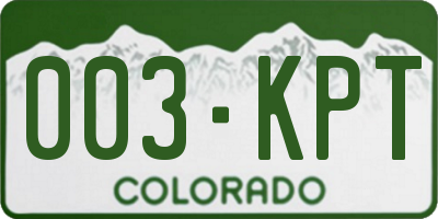 CO license plate 003KPT